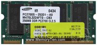 256MB 200p PC2700 CL2.5 8c 16x16 DDR333 2Rx16 2.5