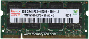 2GB 200p PC2-6400 CL6 16c 128x8 DDR2-800 2Rx8 1.8