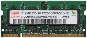 512MB 200p PC2-5300 CL5 8c 32x16 DDR2-667 SODIMM 