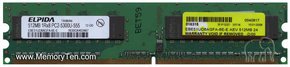512MB 240p PC2-5300 CL5 8c 64x8 DDR2-667 DIMM T00
