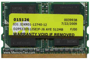 512MB 172p PC2-4200 CL4 8c 32x16 DDR2-533 microDI