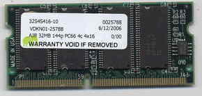 32MB 144p PC66 4c 4x16 SDRAM SODIMM T020, MemoryT