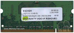 512MB 200p PC2-5300 CL5 4c 64x16 DDR2-667 1Rx16 1