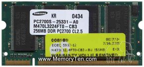 256MB 200p PC2700 CL2.5 8c 16x16 DDR333 2Rx16 2.5