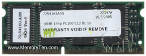 16MB 144p PC100 CL2 8c 1x16 SDRAM SODIMM, Gigaram