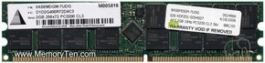 2GB 184p PC3200 CL3 36c 128x4 DDR400 2Rx4 2.5V EC