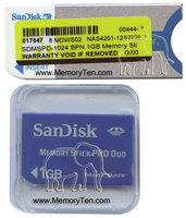 1GB 10p Memory Stick Pro Duo w/o Adapter Bulk, Sa