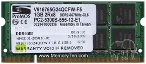 1GB 200p PC2-5300 CL5 16c 64x8 DDR2-667 2Rx8 1.8V