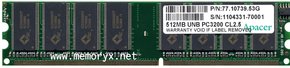 512MB 184p PC3200 CL2.5 16c 32x8 DDR DIMM T001, A