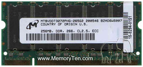 256MB 200p PC2100 CL2.5 9c 32x8 ECC DDR SODIMM Ci