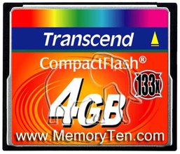 4GB 50p CompactFlash Card 133X Retail, Transcend,