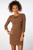 Women's The Side Ruched Dress in Mocha, Dresses