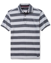 Shirt, 2-Tone Stripe Slim Fit Pique Polo