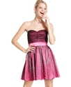 Juniors Dress, Strapless Ruched Tulle Glitter