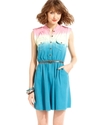 Juniors Dress, Sleeveless Dip-Dye Shirtdress