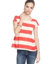 Top, Short-Sleeve Scoop-Neck Striped