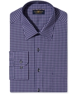Dress Shirt, Navy Plum Check
