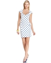 Dress, Cap-Sleeve Polka-Dot Peplum