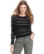 Juniors Sweater, Long Sleeve Striped Metallic
