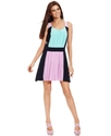 Dress, Sleeveless Pleated Colorblock