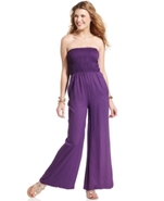 Juniors Jumpsuit, Strapless Wide Leg