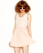 Juniors Dress, Sleeveless Lace Cutout A-Line