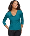 Top, Three-Quarter-Sleeve Cowl-Neck