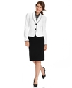 Petite Suit, Piping-Trim Jacket, Straight Skirt & 