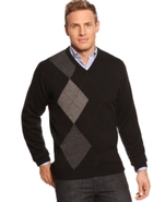 Vintage Sweater, Lambswool-Blend Argyle V-Neck Swe