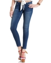 Juniors Jeans, Curvy Skinny, Polka-Dot-Print Dark 