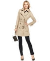 Petite Coat, Double-Breasted Hooded Belted Trench