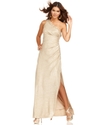 Betsy and Adam Dress, One Shoulder Beaded Metallic