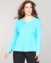 Plus Size Top, Long-Sleeve V-Neck Voile-Trim
