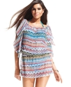 Swimsuit, Flutter-Sleeve Sheer Printed Tunic Women