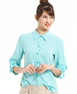 Juniors Top, Three-Quarter Sleeve Floral-Print But