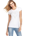 GUESS Top, Crew-Neck Short-Sleeve Studded Logo Tee