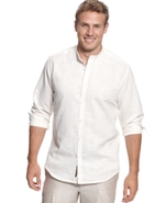 Big and Tall Shirt, Embroidered Linen-Blend Shirt