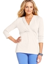 Top, Pleated V-Neck Knit