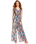 Juniors Jumpsuit, Sleeveless Printed Wide-Leg