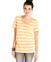 Juniors Top, Short Sleeve Striped Tee