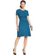 Dress, Short-Sleeve Striped A-Line