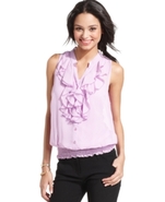 Juniors Top, Sleeveless Ruffled Blouson