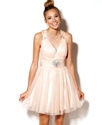 Juniors Dress, Sleeveless Tulle Cutout