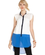 Juniors Dress, Sleeveless Sheer Colorblock