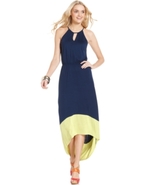 Dress, Sleeveless High-Neck Colorblocked Maxi