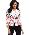 by ASL Jacket, Three-Quarter-Sleeve Floral-Print B