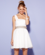 Juniors Dress, Sleeveless Embellished One-Shoulder