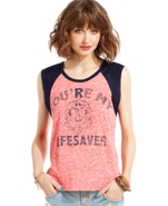 Juniors Top, Sleeveless Raglan Tee