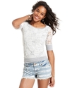 Juniors Top, Short Sleeve Lace