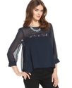 Top, Three-Quarter-Sleeve Lace A-Line